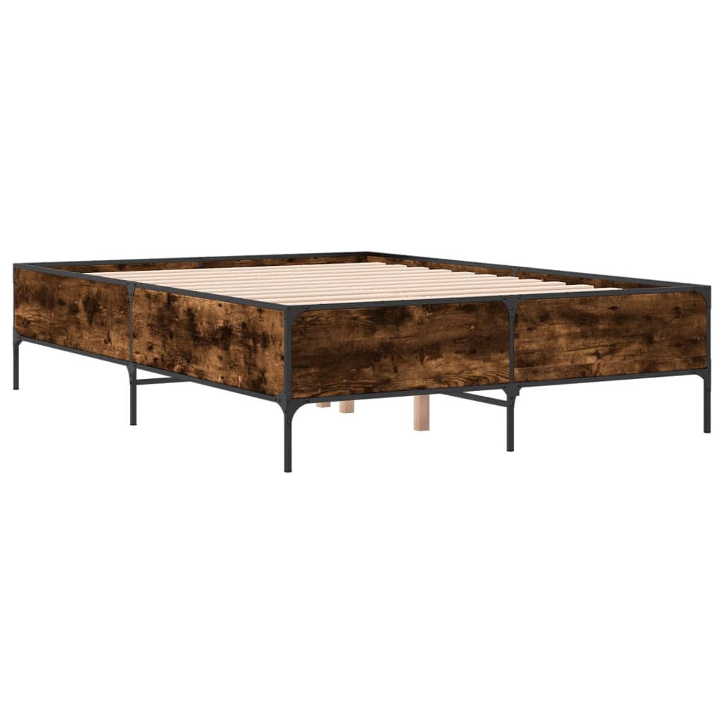 Bed Frame without Mattress Smoked Oak 140x200 cm