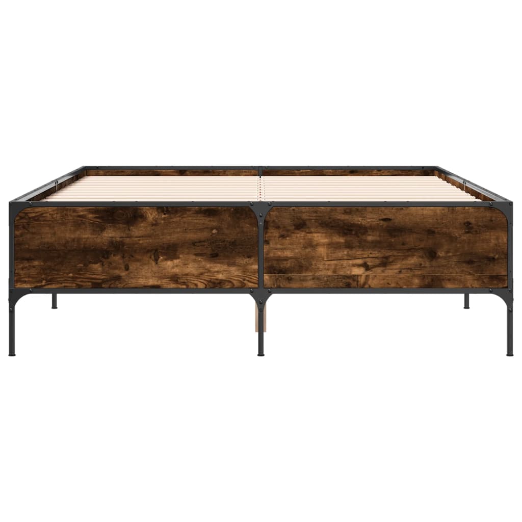 Bed Frame without Mattress Smoked Oak 140x200 cm