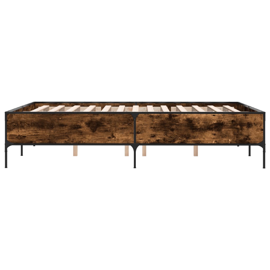Bed Frame without Mattress Smoked Oak 140x200 cm
