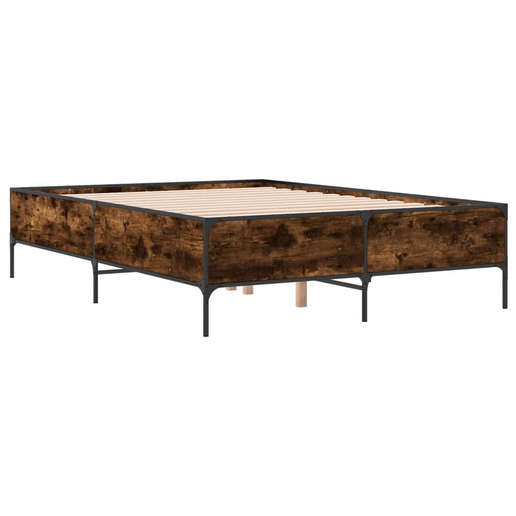 Bed Frame without Mattress Smoked Oak 140x200 cm