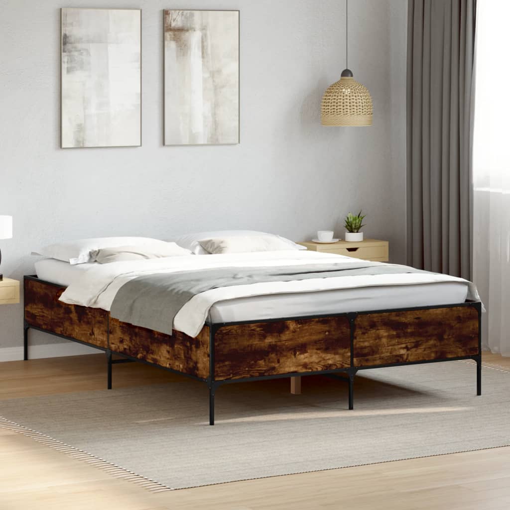Bed Frame without Mattress Smoked Oak 140x200 cm