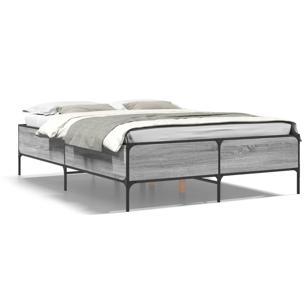 Bed Frame without Mattress Grey Sonoma 140x200 cm