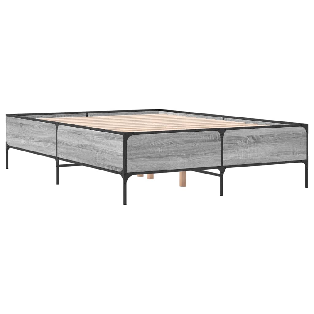 Bed Frame without Mattress Grey Sonoma 140x200 cm