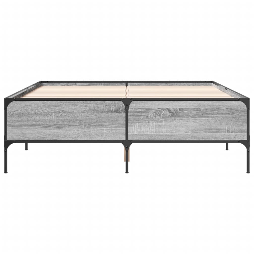 Bed Frame without Mattress Grey Sonoma 140x200 cm