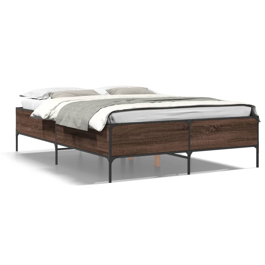 Bed Frame without Mattress Brown Oak 140x200 cm