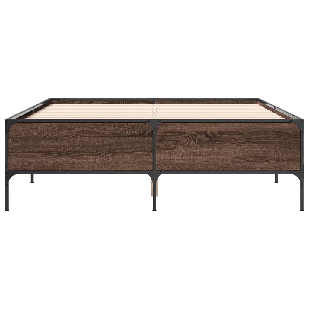 Bed Frame without Mattress Brown Oak 140x200 cm
