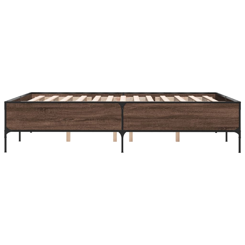 Bed Frame without Mattress Brown Oak 140x200 cm