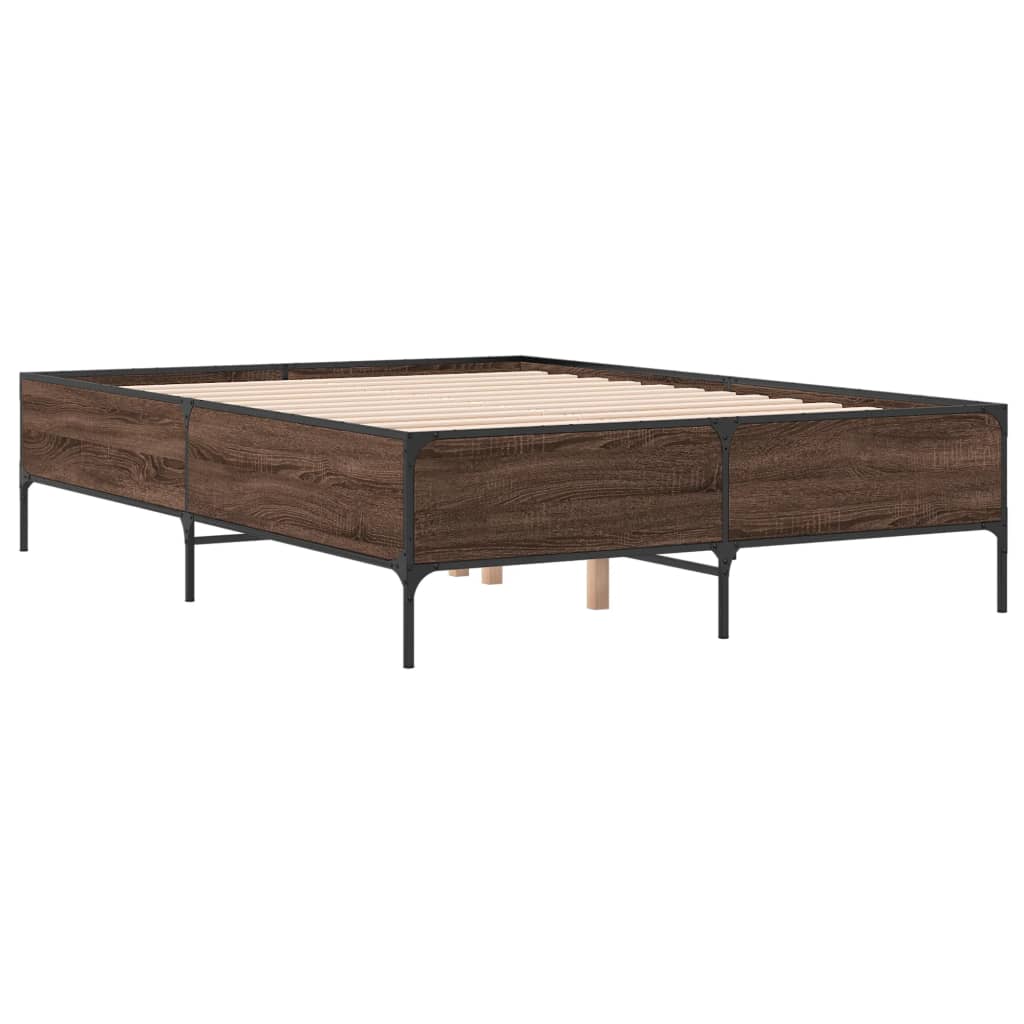 Bed Frame without Mattress Brown Oak 140x200 cm