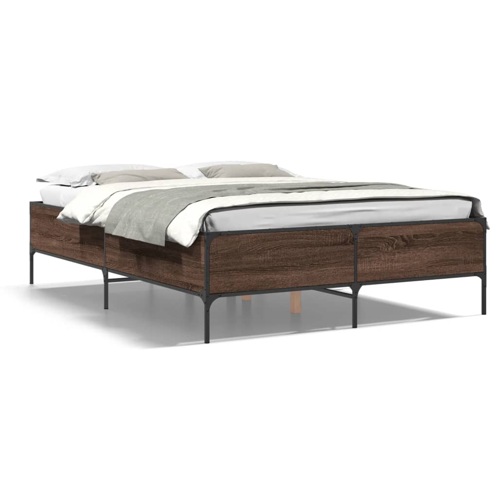 Bed Frame without Mattress Brown Oak 120x200 cm