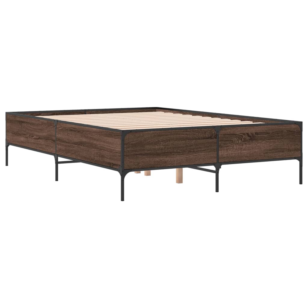 Bed Frame without Mattress Brown Oak 120x200 cm