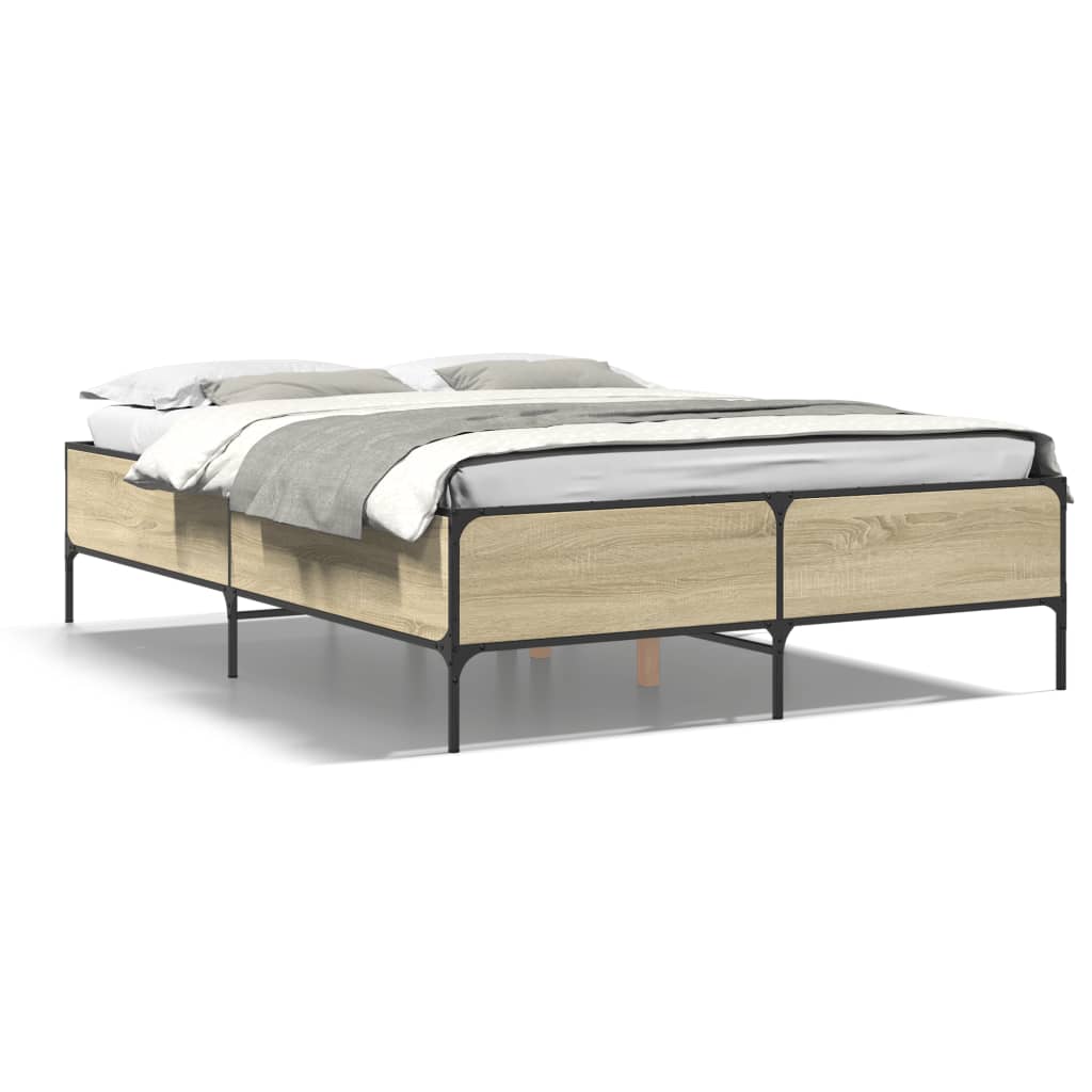 Bed Frame without Mattress Sonoma Oak 140x190 cm