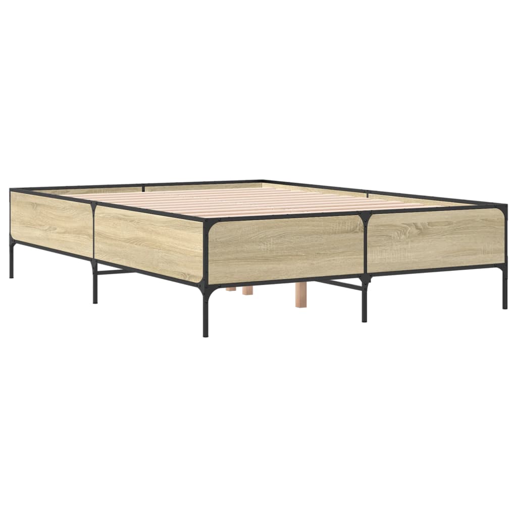 Bed Frame without Mattress Sonoma Oak 140x190 cm