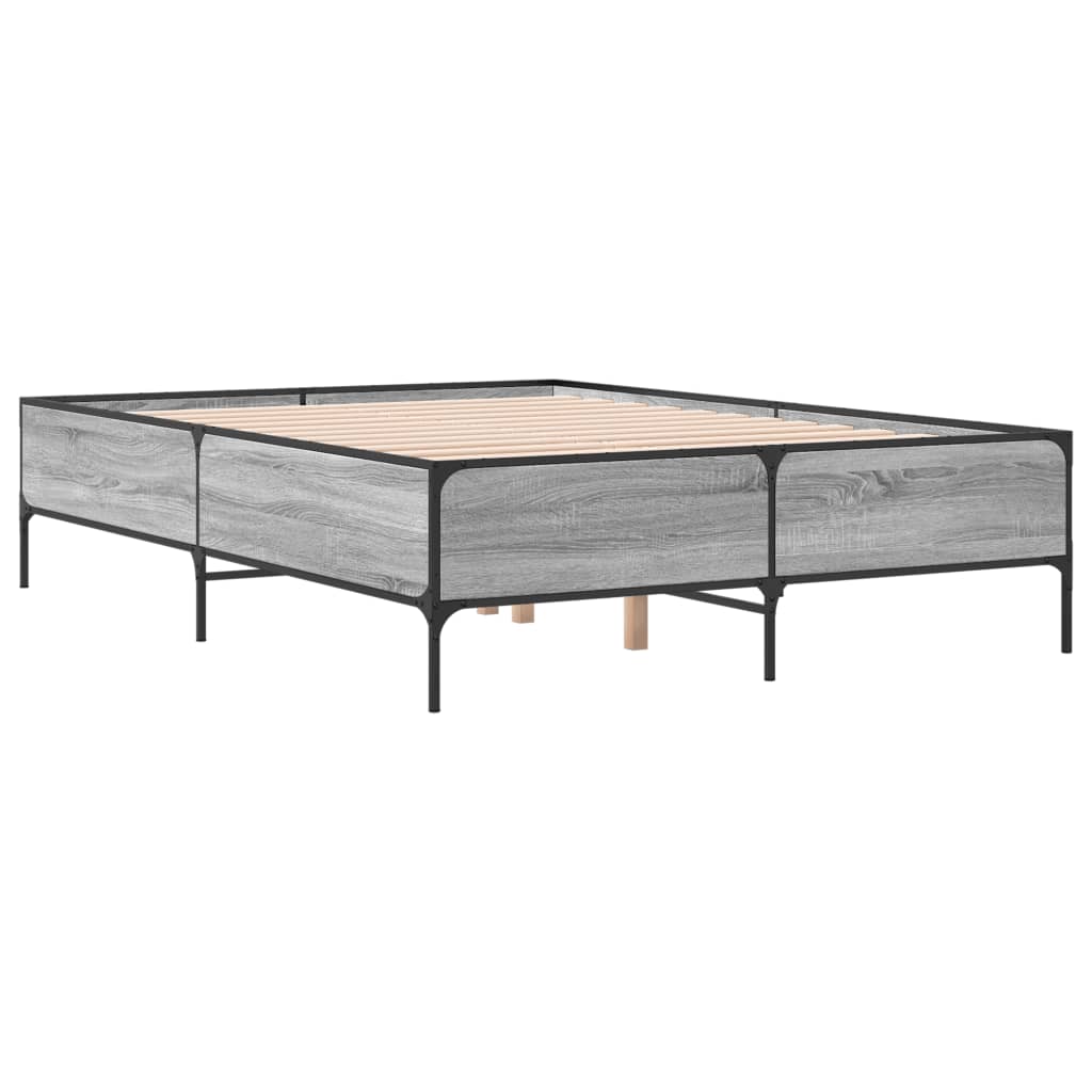 Bed Frame without Mattress Grey Sonoma 140x190 cm