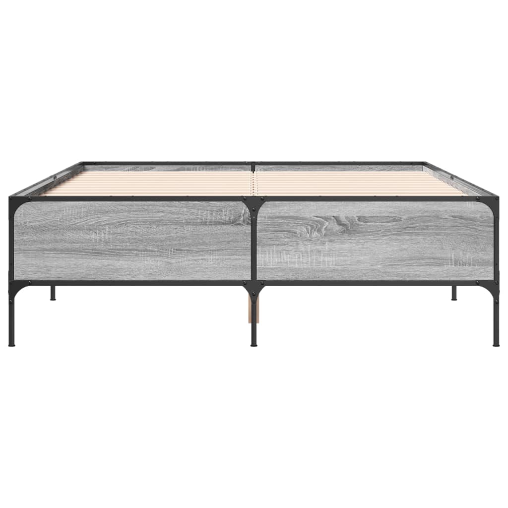 Bed Frame without Mattress Grey Sonoma 140x190 cm