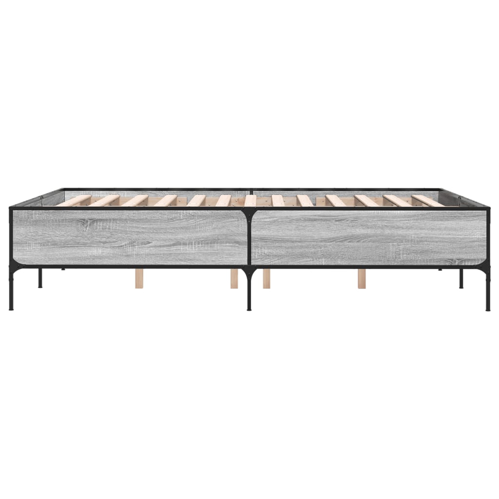 Bed Frame without Mattress Grey Sonoma 140x190 cm