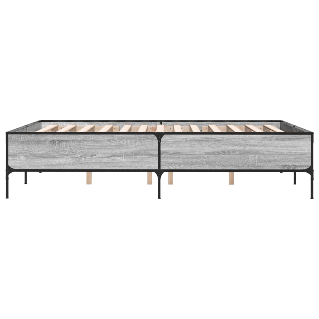 Bed Frame without Mattress Grey Sonoma 135x190 cm Double