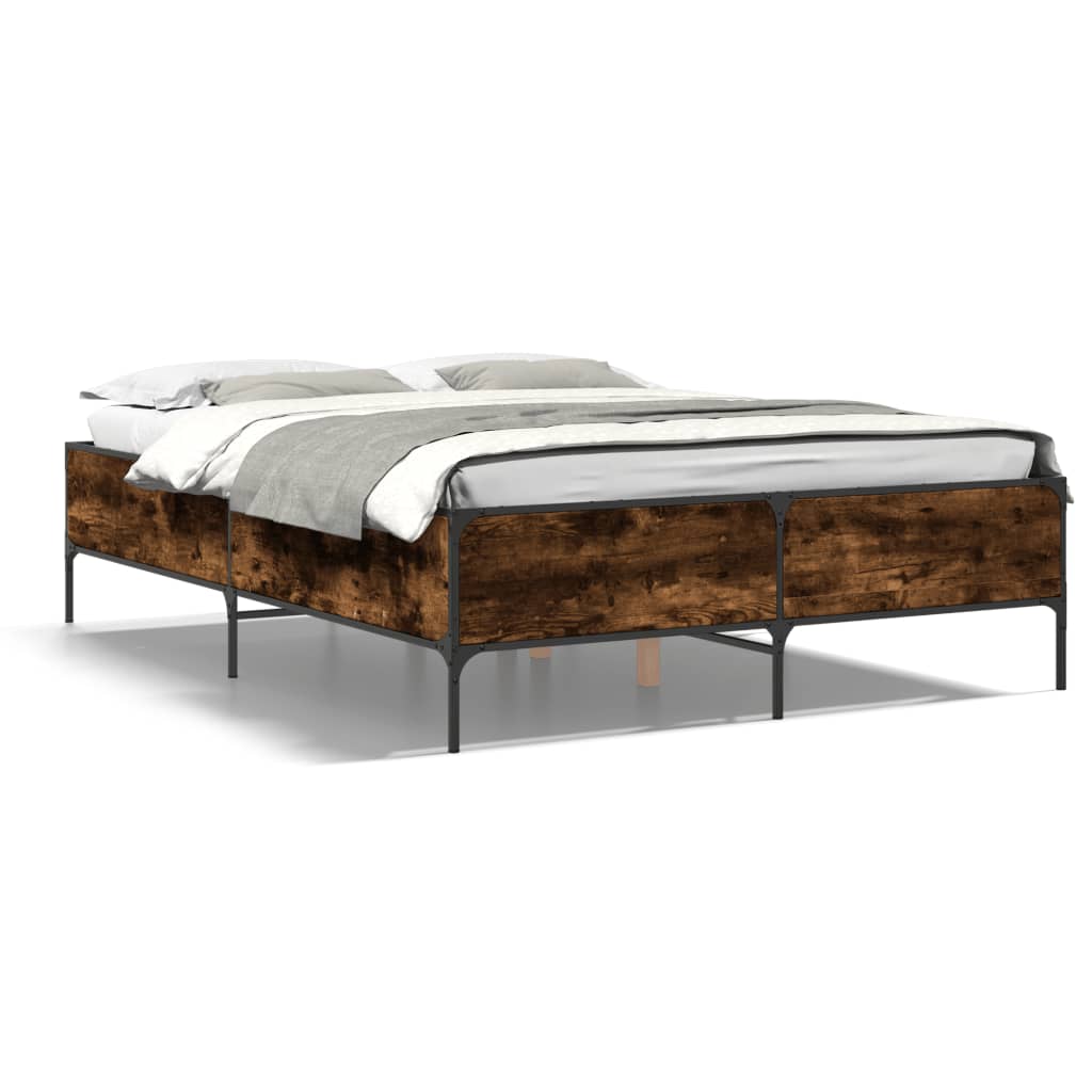 Bed Frame without Mattress Smoked Oak 120x190 cm Small Double