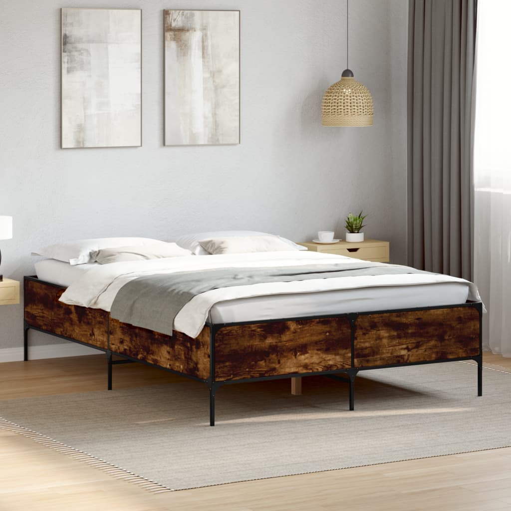 Bed Frame without Mattress Smoked Oak 120x190 cm Small Double