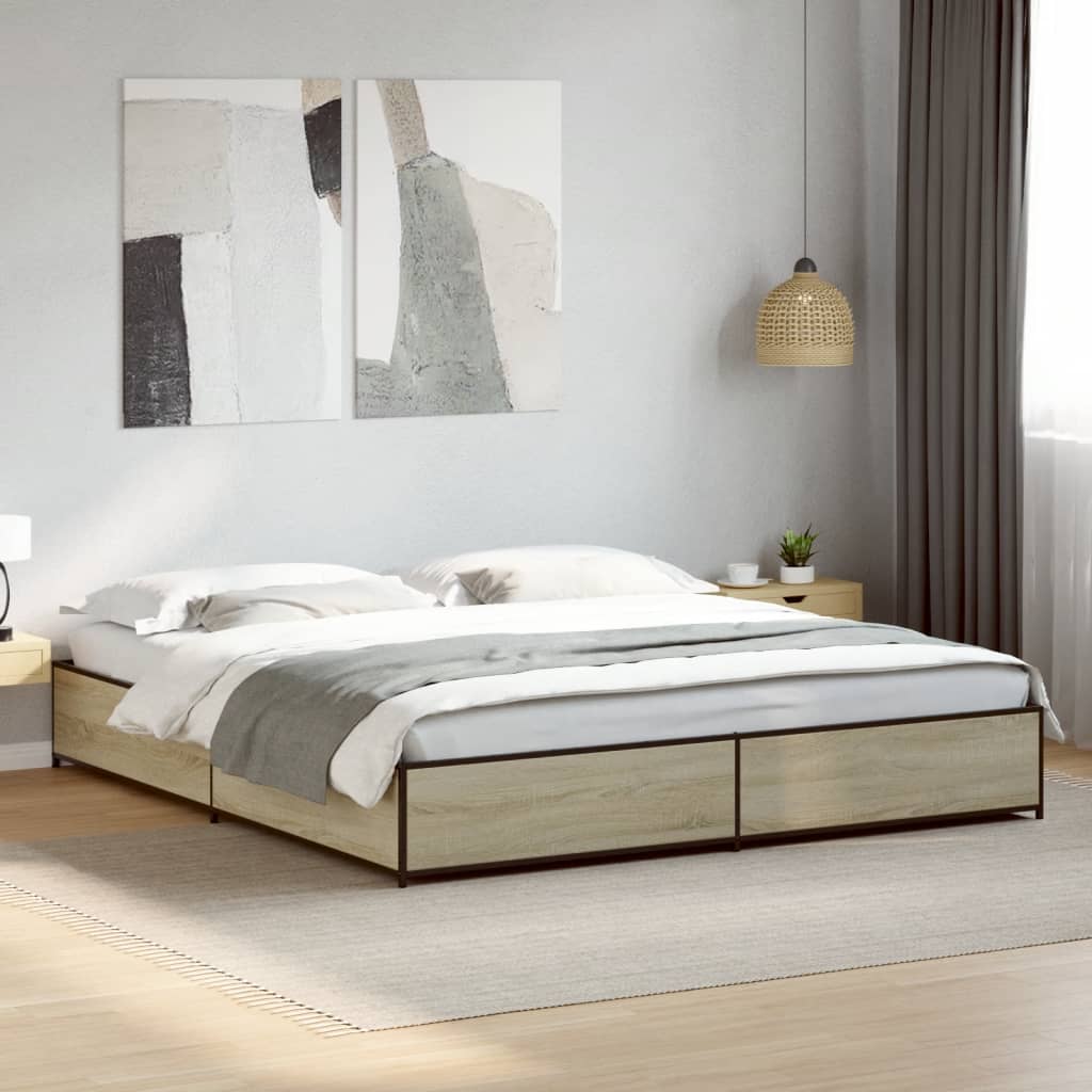 Bed Frame without Mattress Sonoma Oak 200x200 cm