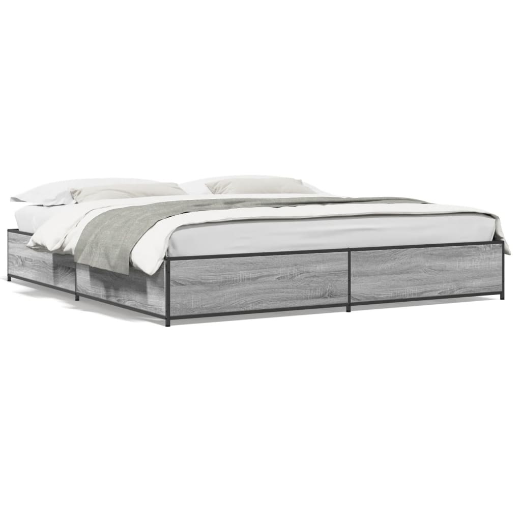 Bed Frame without Mattress Grey Sonoma 200x200 cm