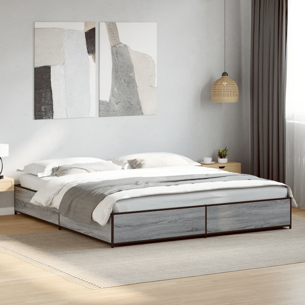Bed Frame without Mattress Grey Sonoma 200x200 cm