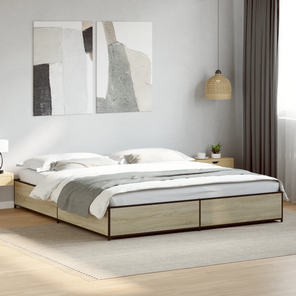 Bed Frame without Mattress Sonoma Oak 180x200 cm Super King