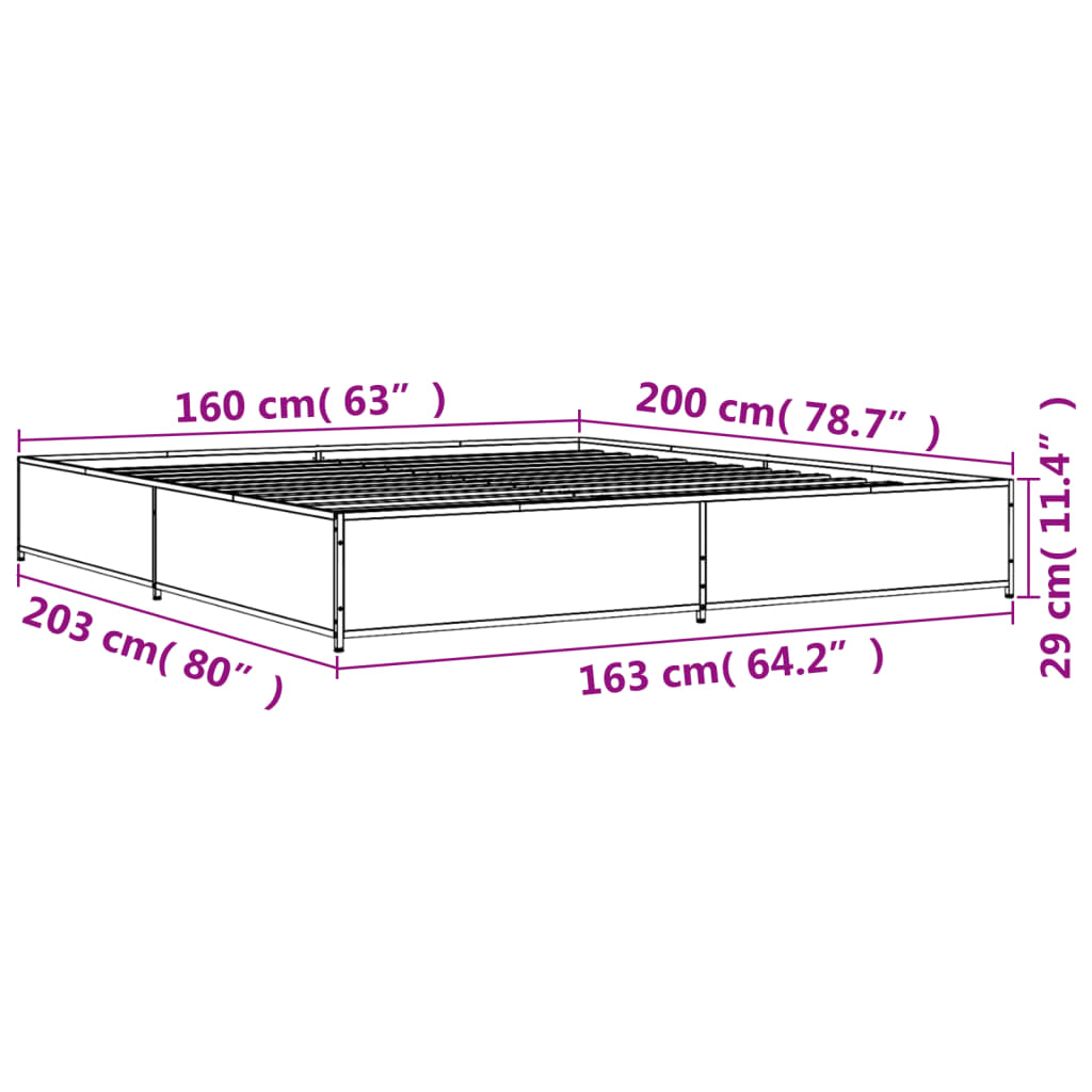 Bed Frame without Mattress Black 160x200 cm