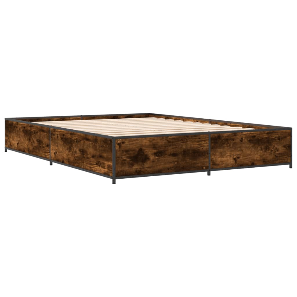 Bed Frame without Mattress Smoked Oak 150x200 cm King Size