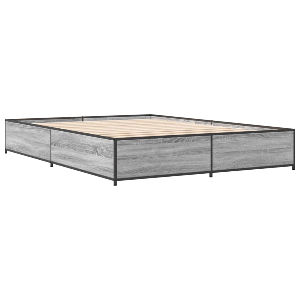 Bed Frame without Mattress Grey Sonoma 150x200 cm King Size