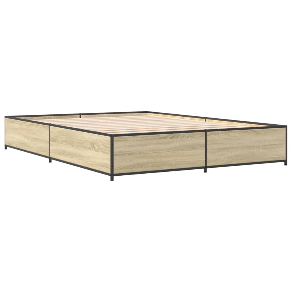 Bed Frame without Mattress Sonoma Oak 140x200 cm