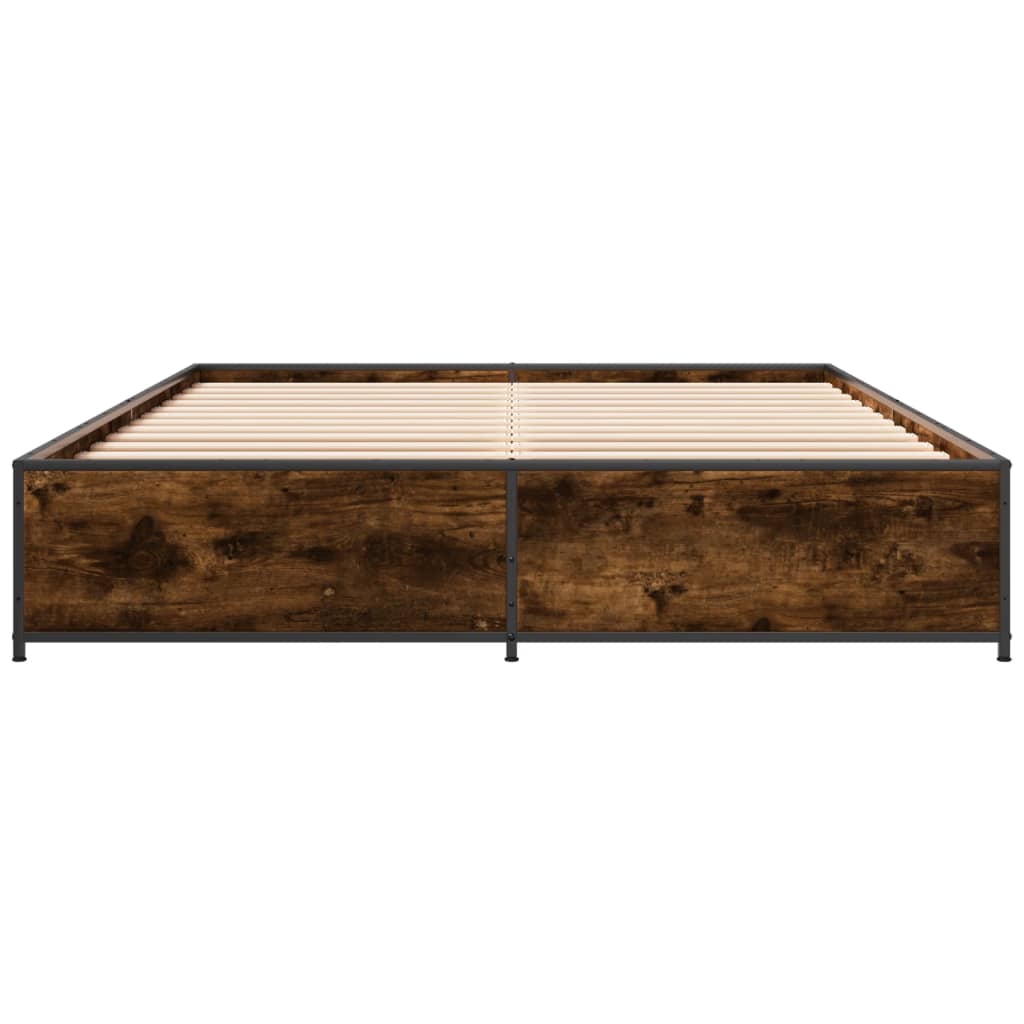 Bed Frame without Mattress Smoked Oak 140x200 cm