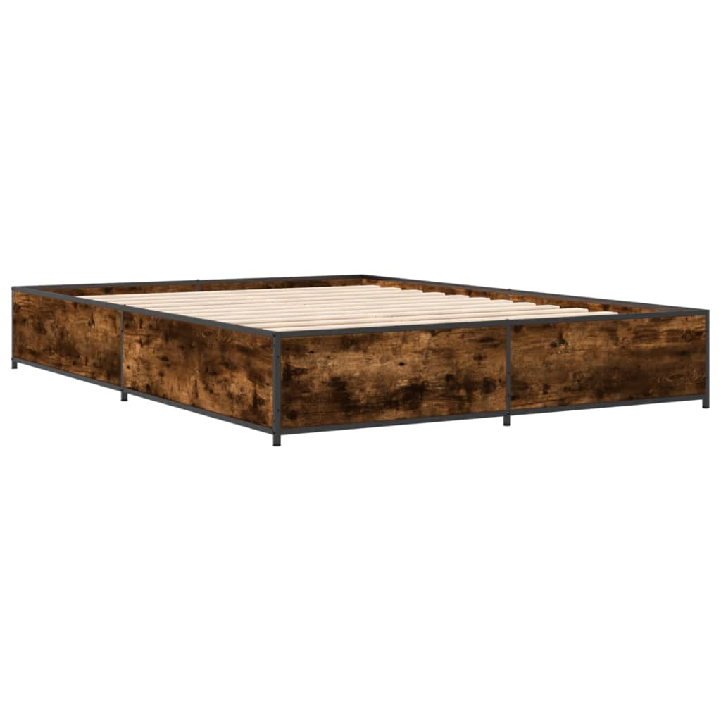 Bed Frame without Mattress Smoked Oak 140x200 cm