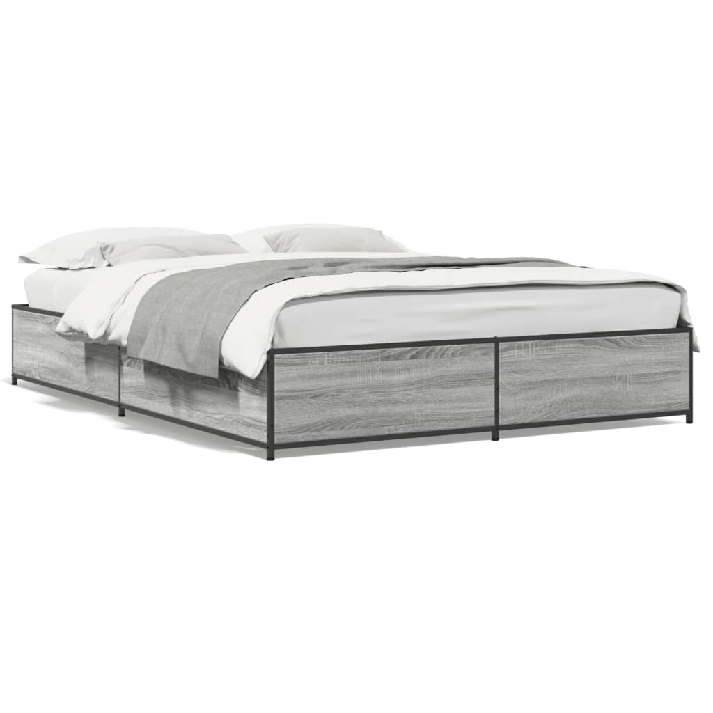 Bed Frame without Mattress Grey Sonoma 140x200 cm