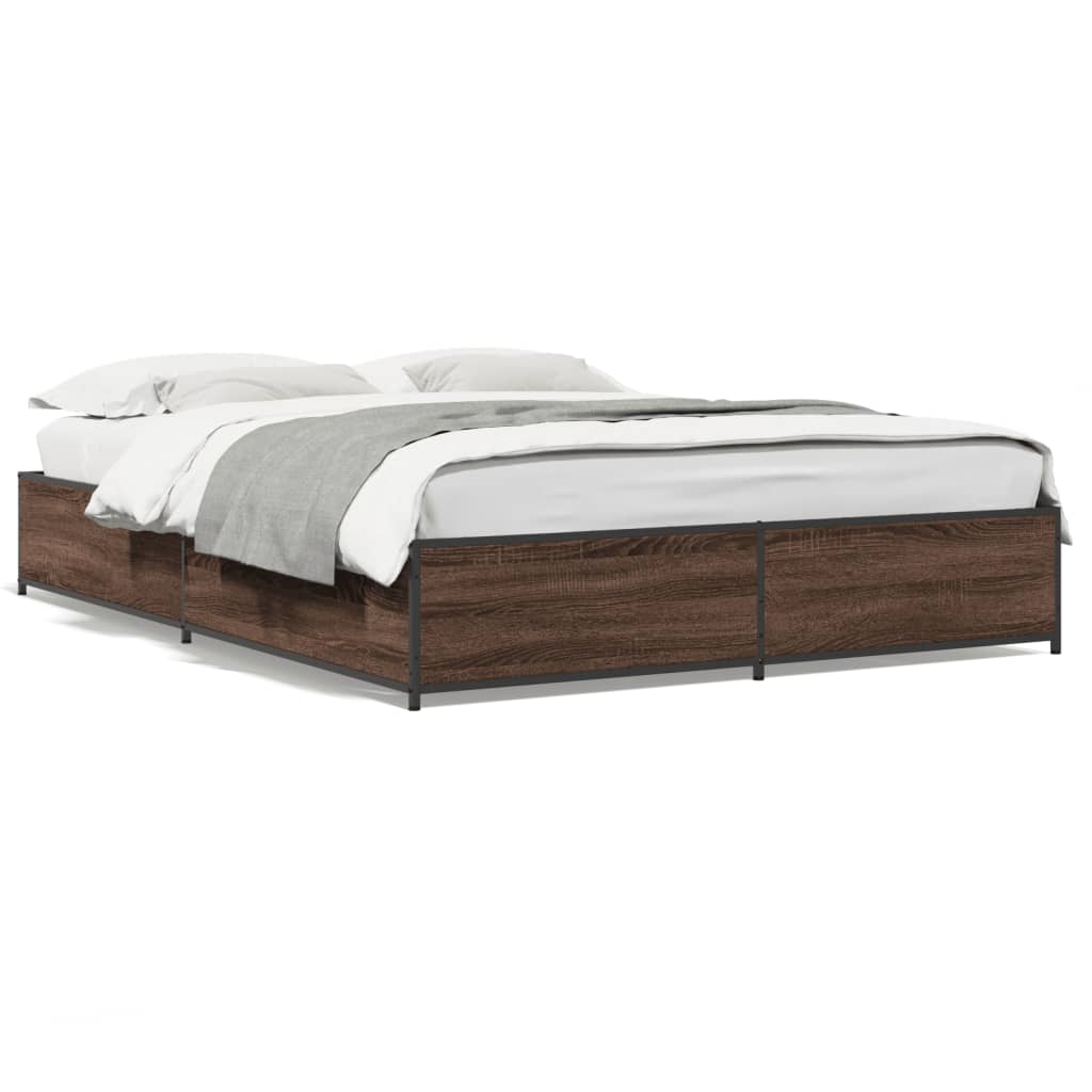 Bed Frame without Mattress Brown Oak 120x200 cm