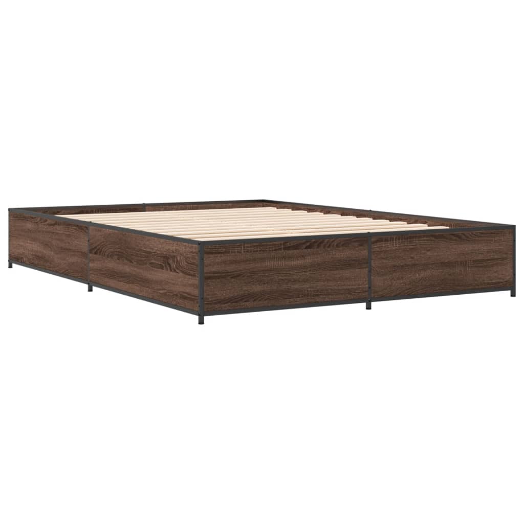 Bed Frame without Mattress Brown Oak 120x200 cm