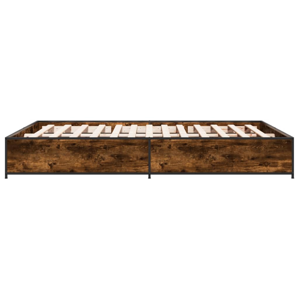 Bed Frame without Mattress Smoked Oak 140x190 cm
