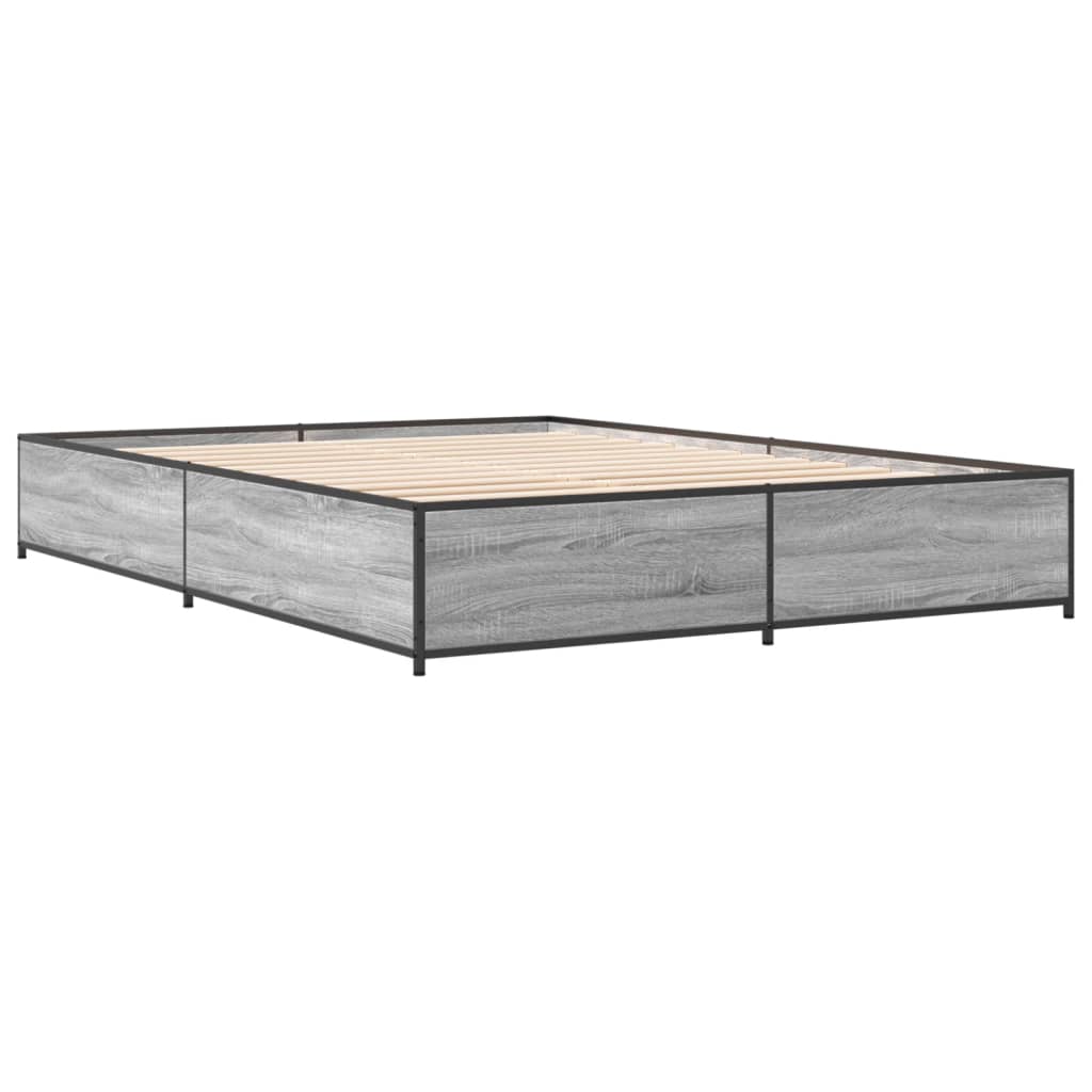 Bed Frame without Mattress Grey Sonoma 140x190 cm