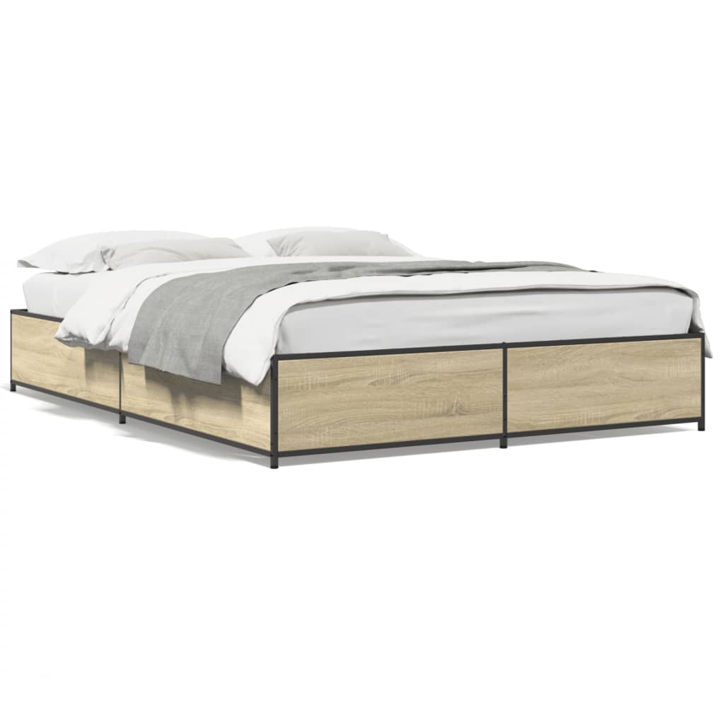 Bed Frame without Mattress Sonoma Oak 135x190 cm Double