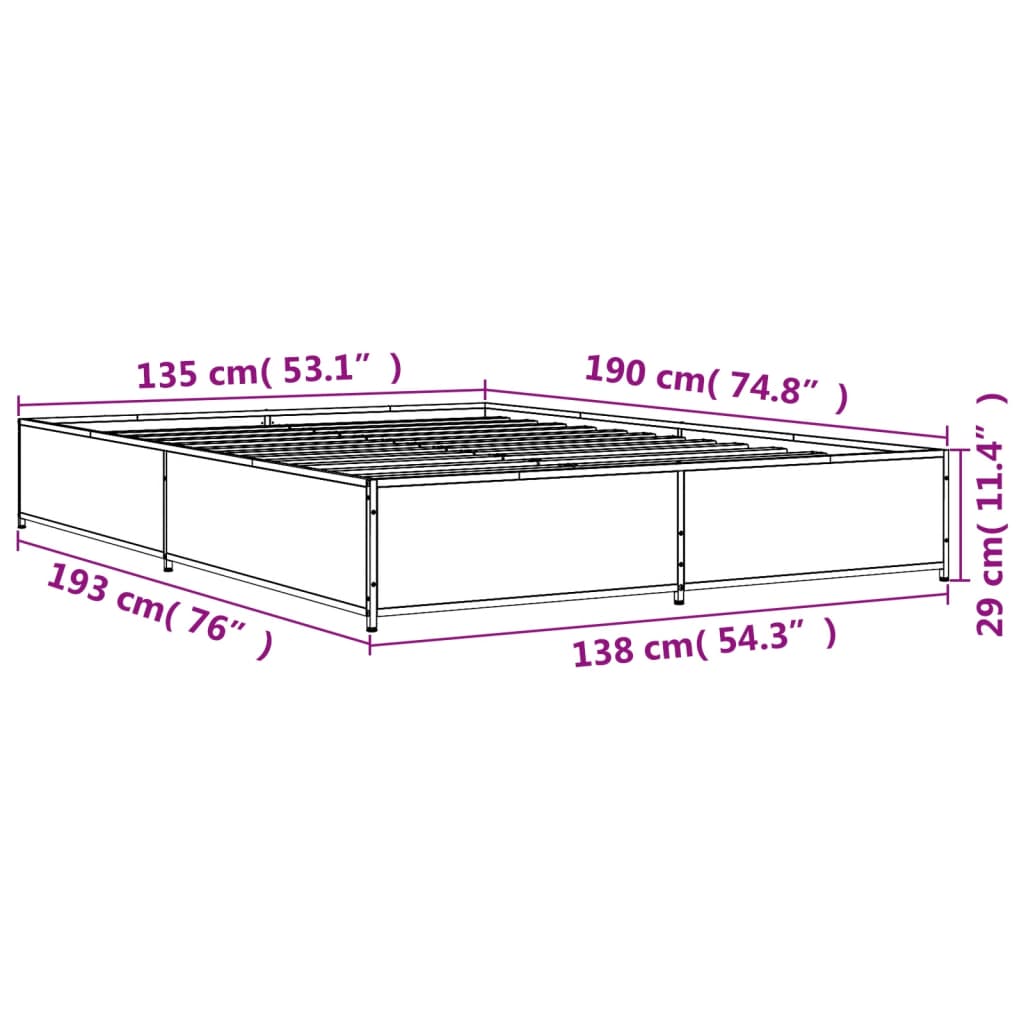 Bed Frame without Mattress Sonoma Oak 135x190 cm Double