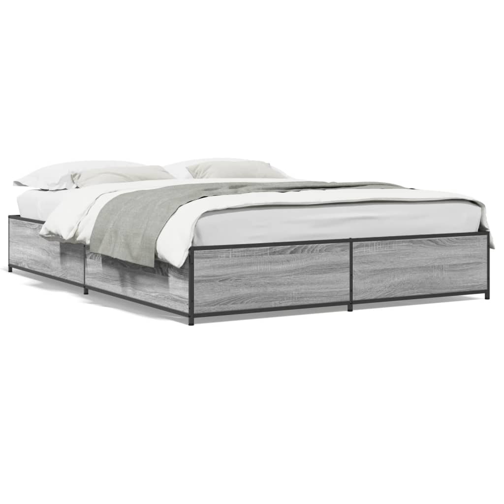 Bed Frame without Mattress Grey Sonoma 135x190 cm Double