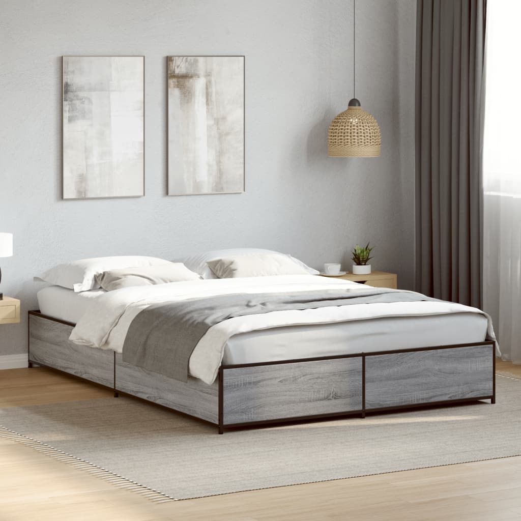 Bed Frame without Mattress Grey Sonoma 135x190 cm Double