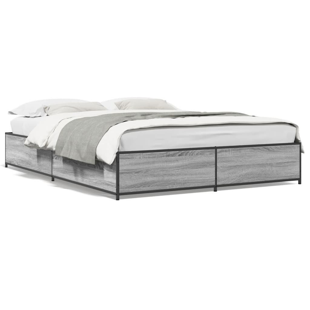 Bed Frame without Mattress Grey Sonoma 120x190 cm Small Double