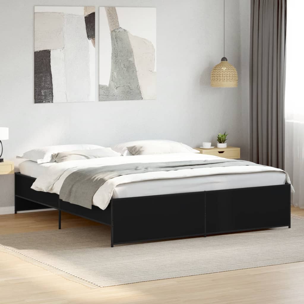 Bed Frame without Mattress Black 200x200 cm