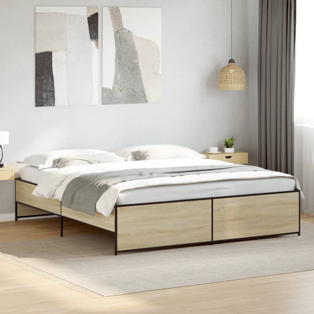 Bed Frame without Mattress Sonoma Oak 180x200 cm Super King