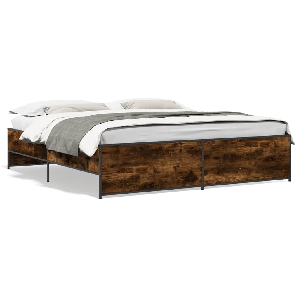 Bed Frame without Mattress Smoked Oak 180x200 cm Super King