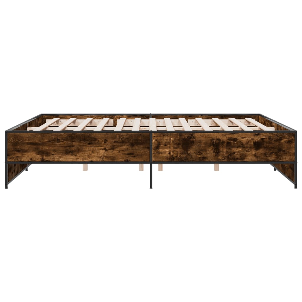 Bed Frame without Mattress Smoked Oak 180x200 cm Super King