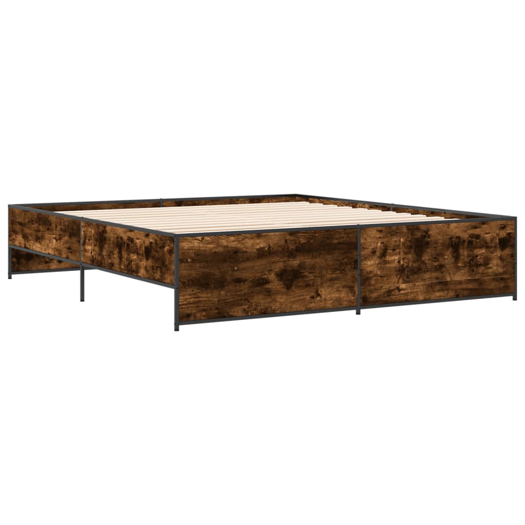 Bed Frame without Mattress Smoked Oak 180x200 cm Super King