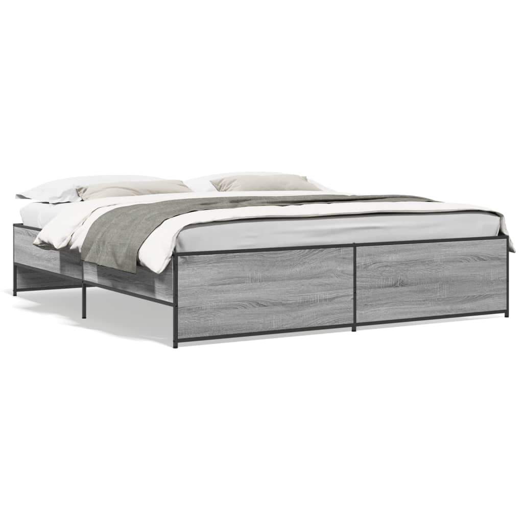 Bed Frame without Mattress Grey Sonoma 180x200 cm Super King