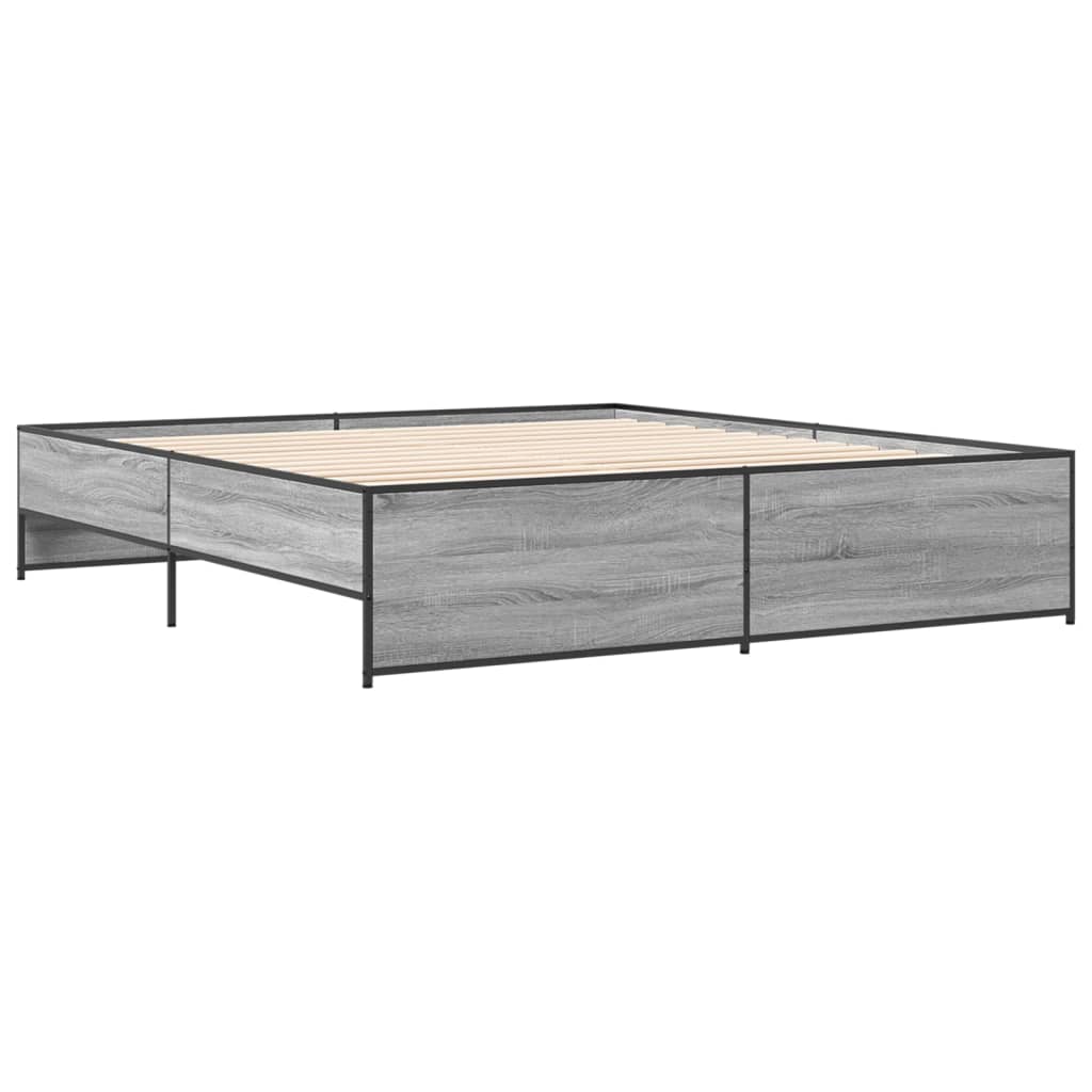 Bed Frame without Mattress Grey Sonoma 180x200 cm Super King