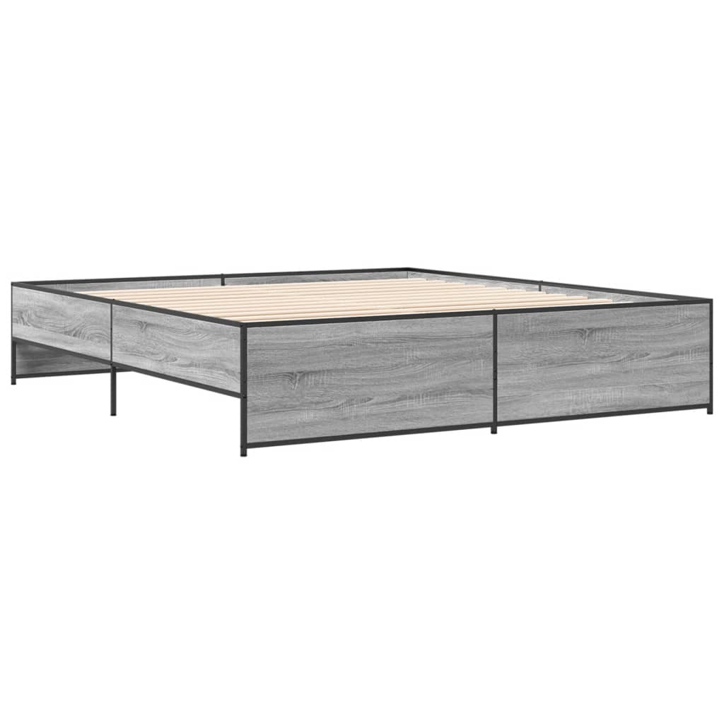 Bed Frame without Mattress Grey Sonoma 180x200 cm Super King